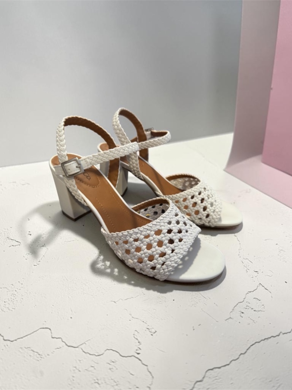 Style & Co white leather heeled sandal